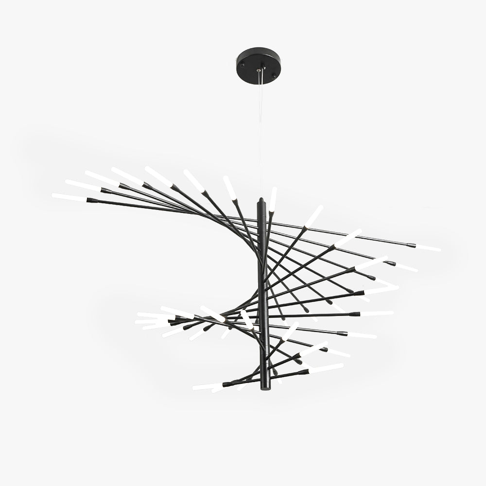 Cesodet Modern Chandelier Rotating Fireworks, Black/Gold, Living Room/Art Gallery