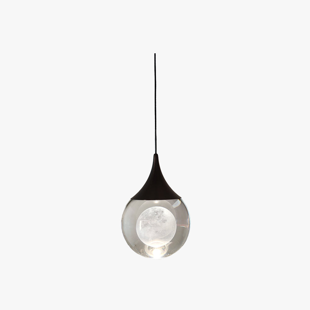 Zebubis Minimalist Moon Metal Pendant Light,Black