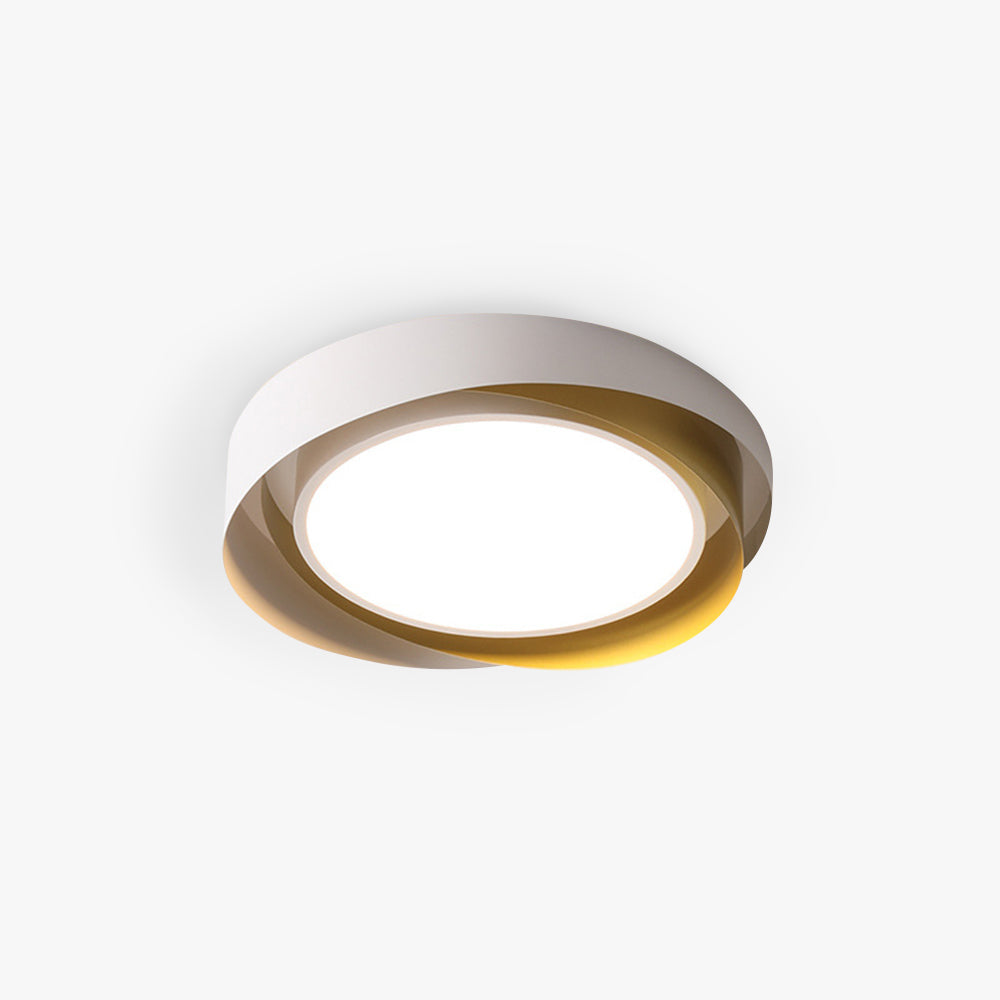 Raluken Modern Geometric Metal/ Flush Mount Ceiling Light, White/Gold
