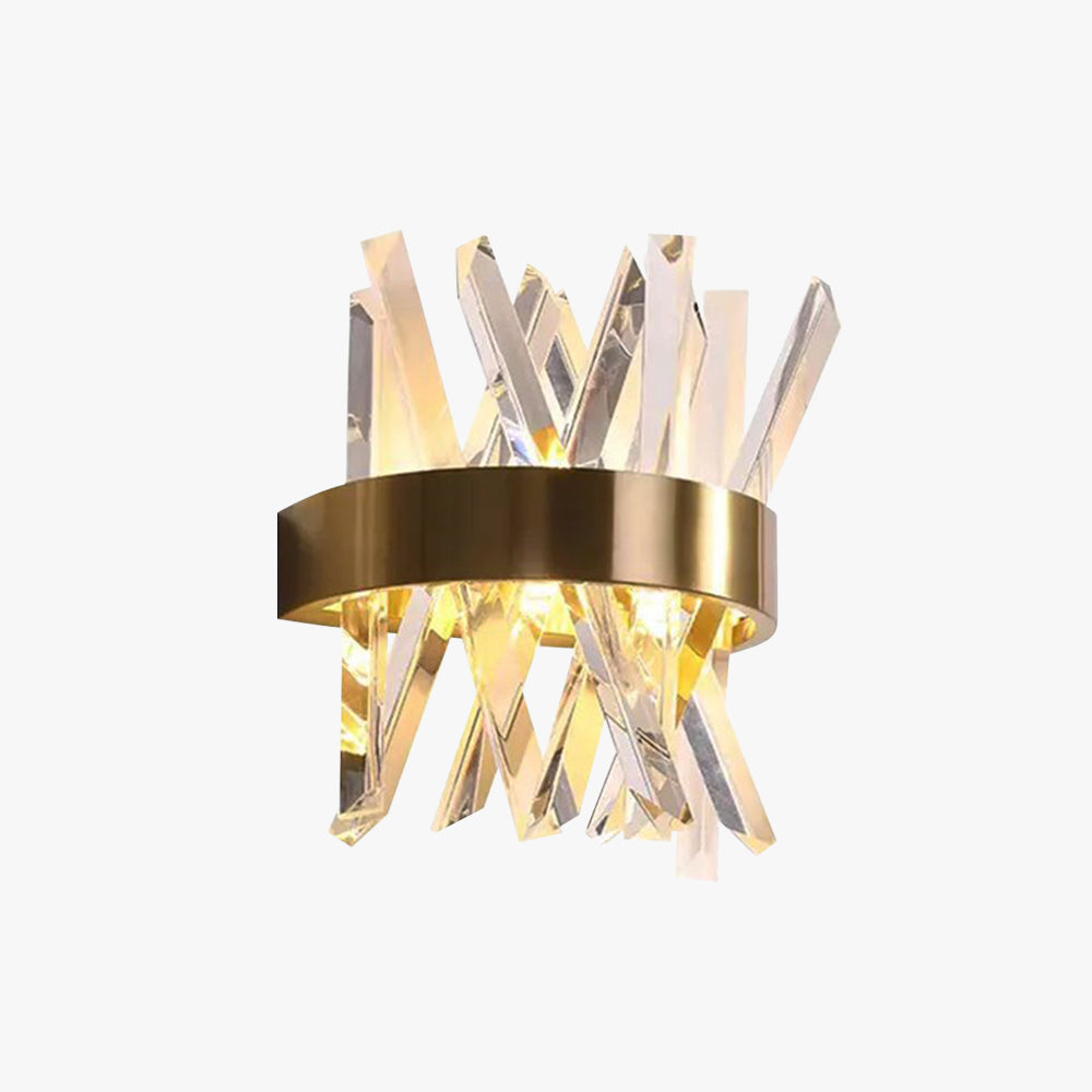 Cikutar Decorative Geometric Crystal/Metal Wall Lamp, Gold