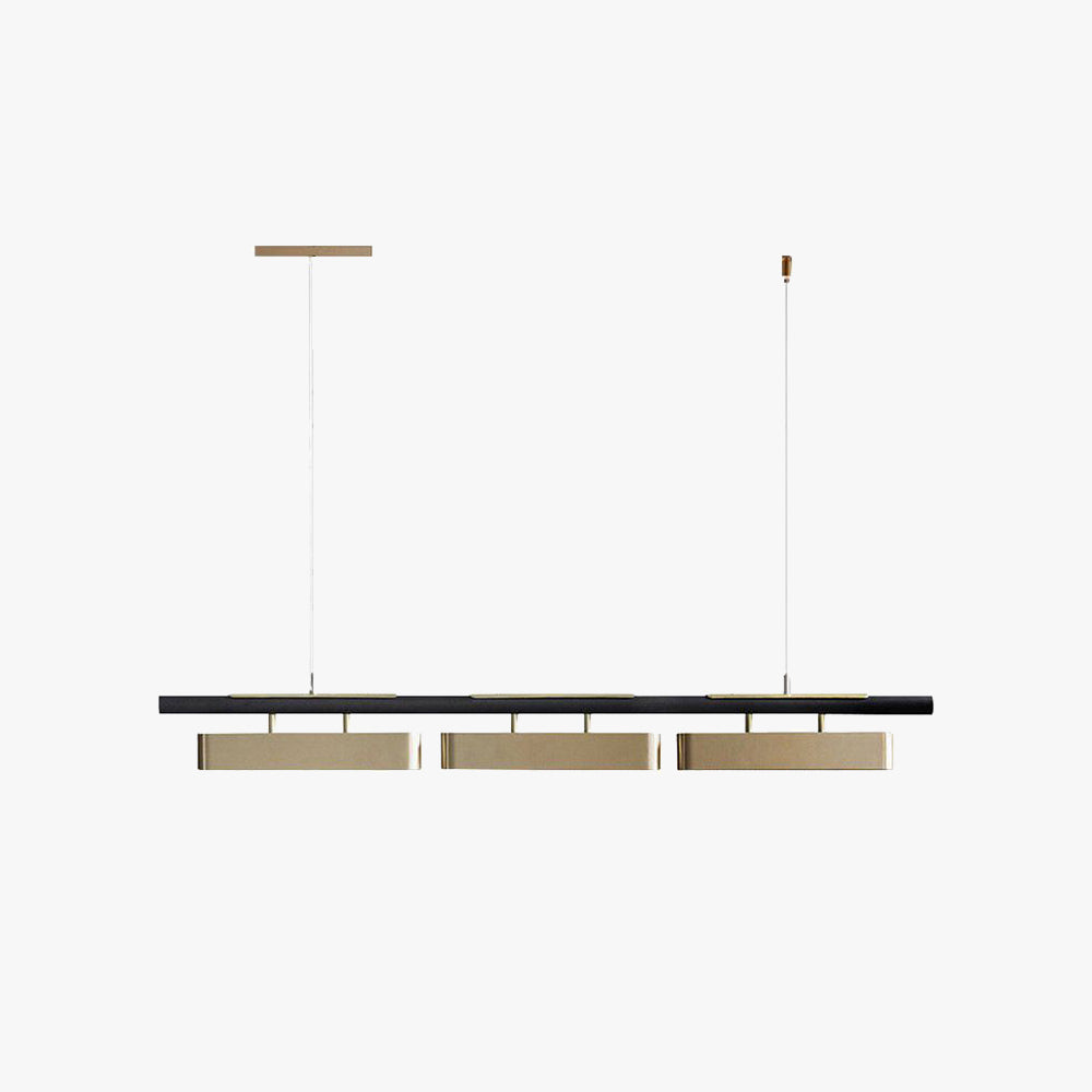 Bevakit Pendant Light Rectangular Modern, Metal, Black/Brass, Office