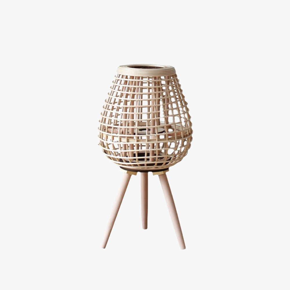 Mirudat Floor Lamp, Wood & Rattan