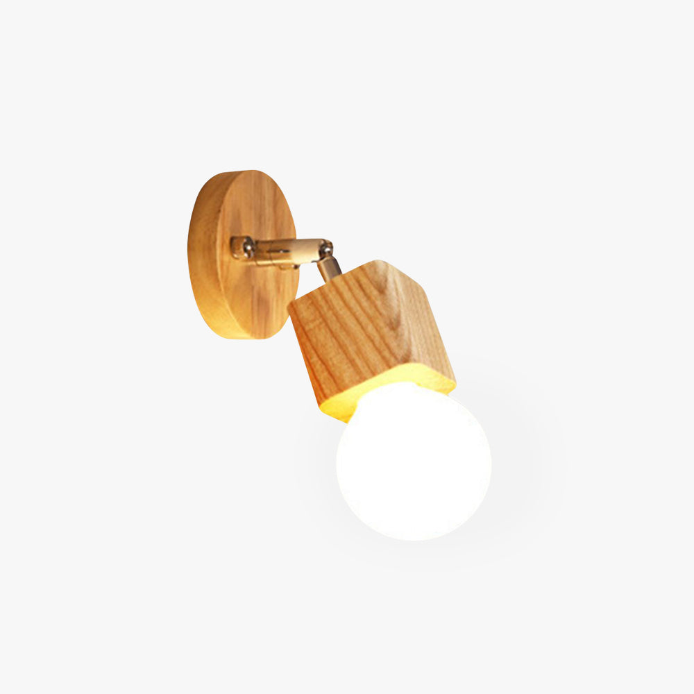 Fapukut Modern Square Globe Metal/Wood Wall Lamp, Vanity Light