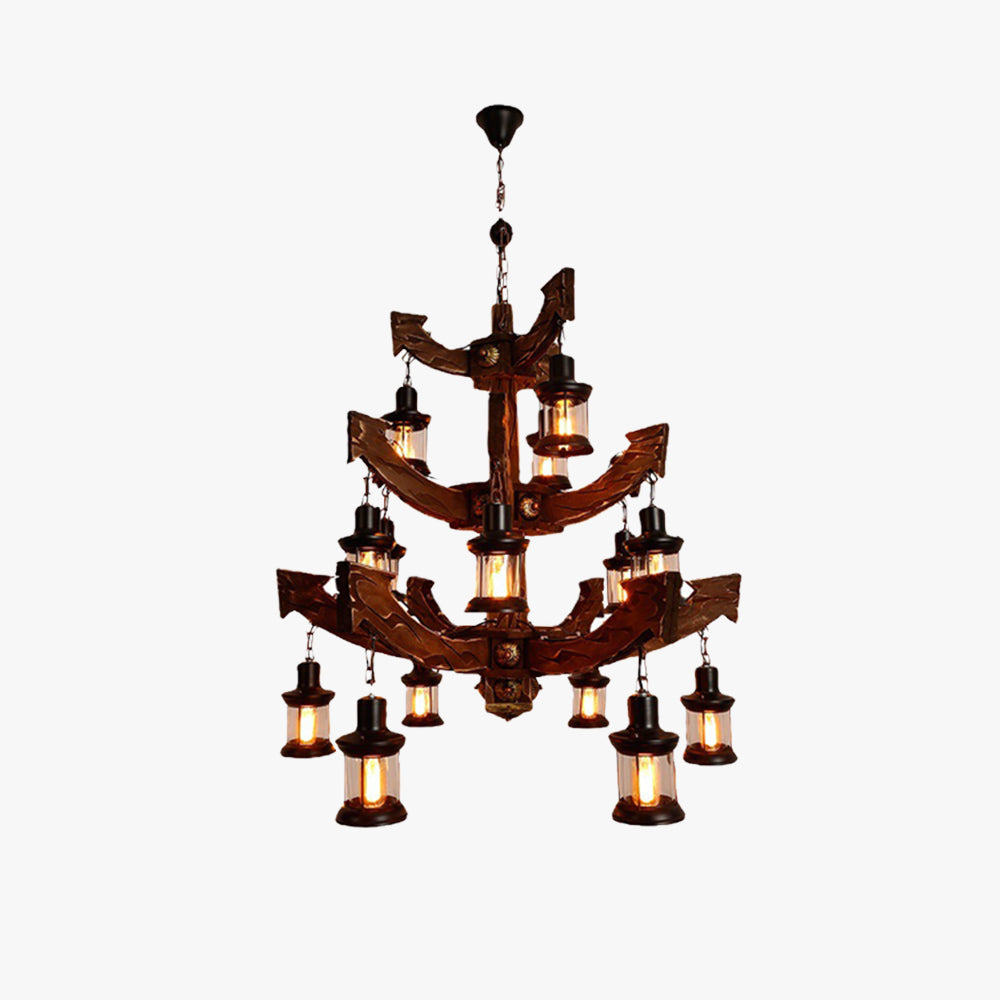 Wisidum Retro 14 Lantern Wood/Metal Chandelier