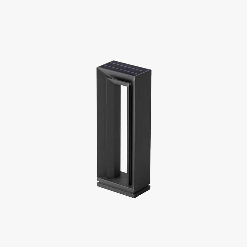 Pedonut Modern Metal Hollow Rectangular Solar Outdoor Path Light, Black