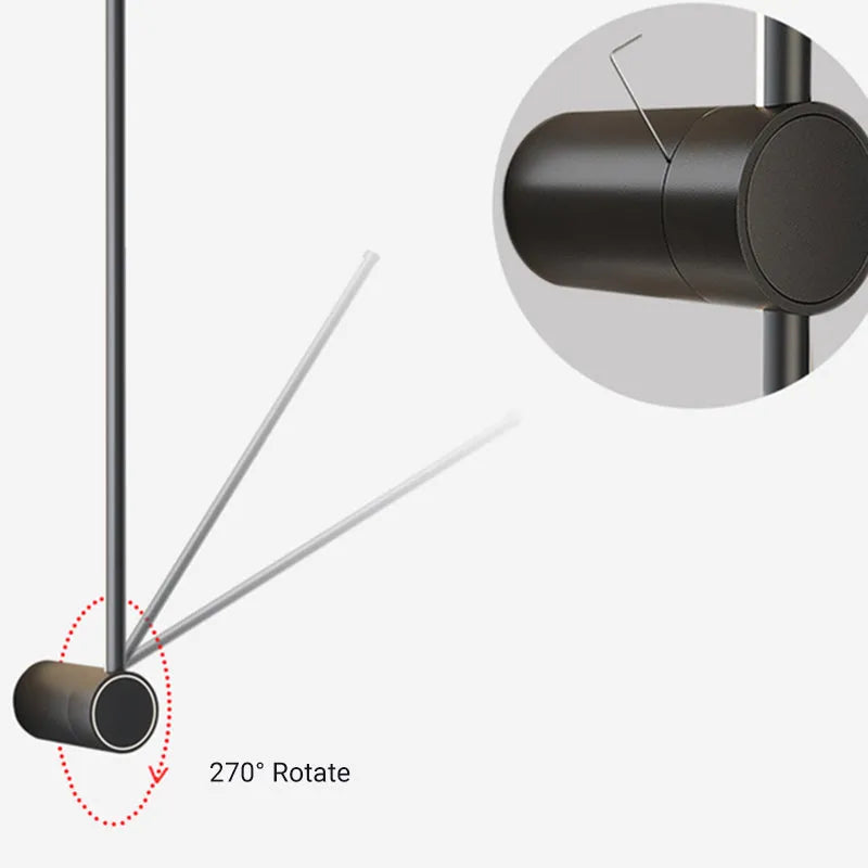 Ravel Minimalist Rotatable Linear Indoor Wall Lamp, Black-Relic Pieces