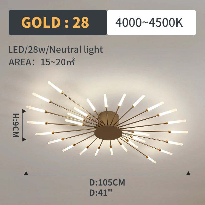 Kovon Flush-Mount Ceiling Light Fireworks, Black/Gold-Relic Pieces
