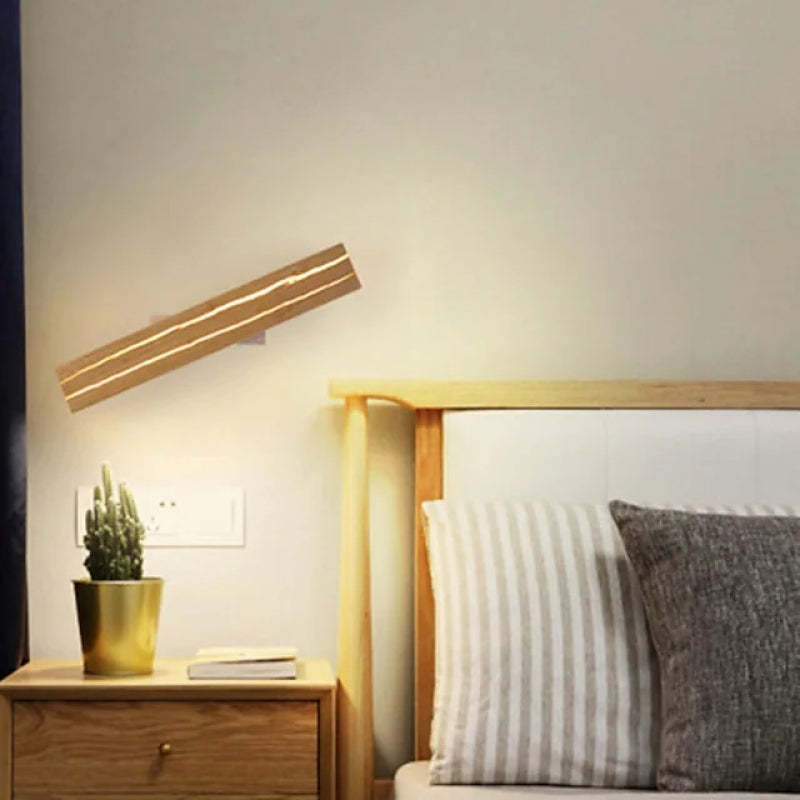Cesinom Rotatable Crackle Nature Wood Board LED Wall Lamp