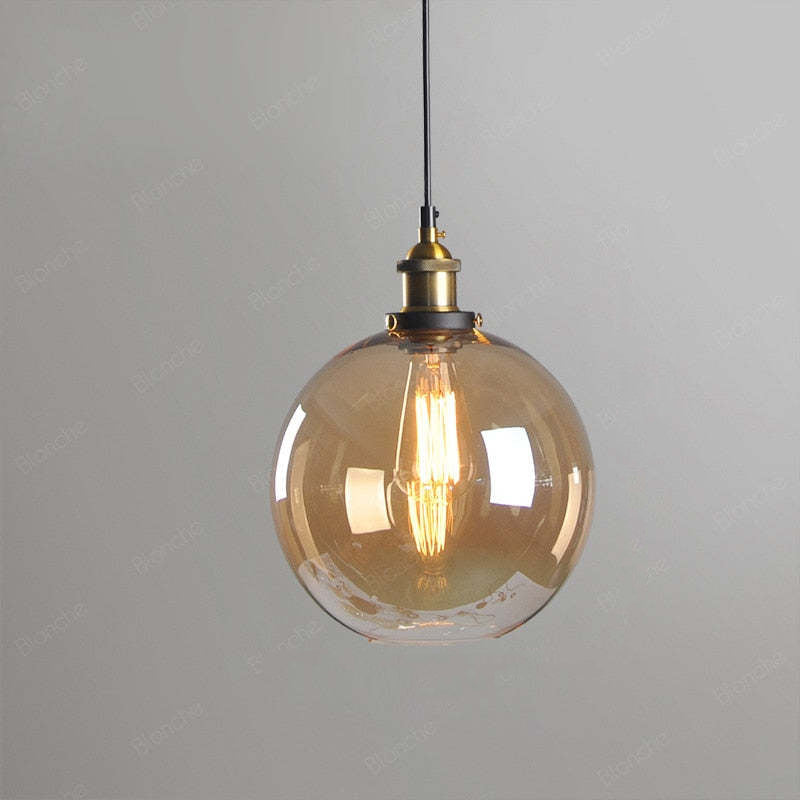 Teni Industrial Glass Pendant Light Clear/Amber/Smoke Grey-Relic Pieces