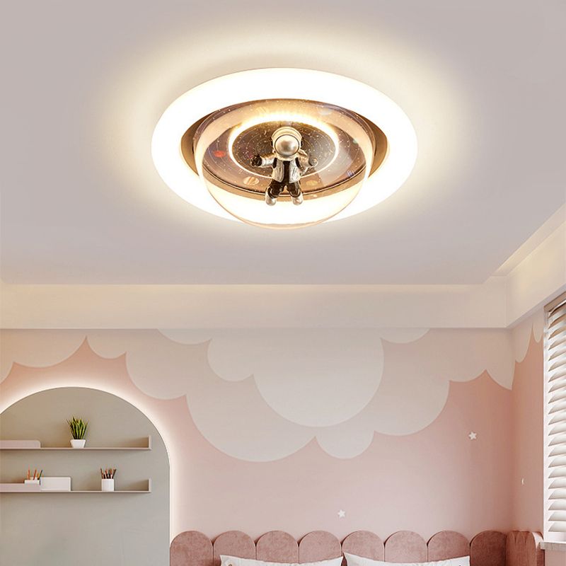 Gapubed Cosmic Astronaut & Galaxy Motif Flush Mount Ceiling Light