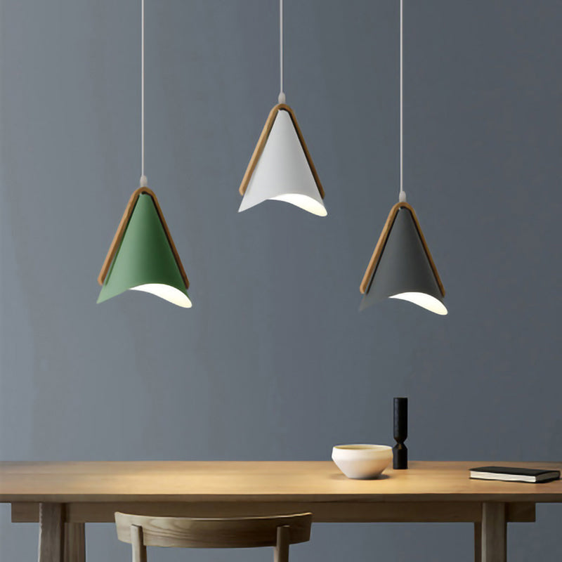 Jegogas Modern Cone Pendant Light, Wood/Metal