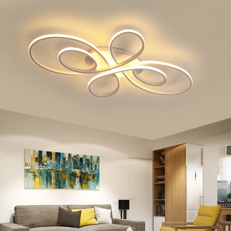 Rori Modern LED Multi Rings Flush Mount Ceiling Light, Brown/White-Relic Pieces