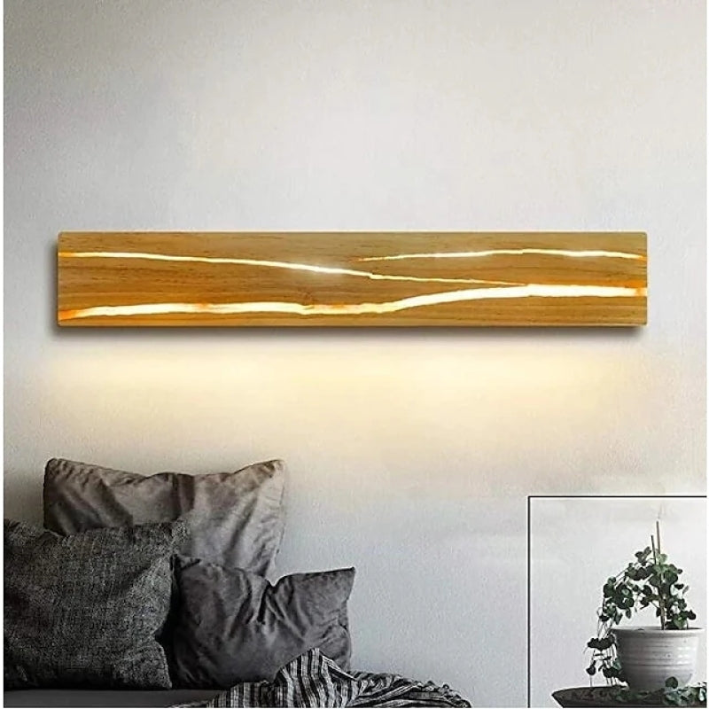 Cesinom Rotatable Crackle Nature Wood Board LED Wall Lamp