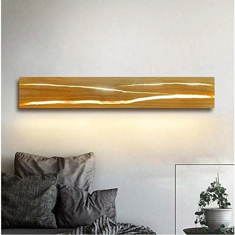 Cesinom Rotatable Crackle Nature Wood Board LED Wall Lamp