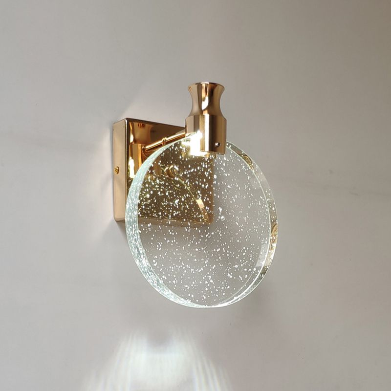Folerik Modern Round Crystal Vanity Wall Lamp, Gold/Chrome