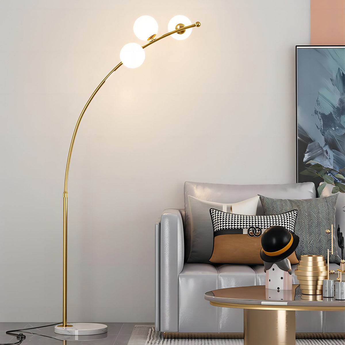 Zubivul Modern Arc Multi Head Bubble Floor Lamp Black/Gold