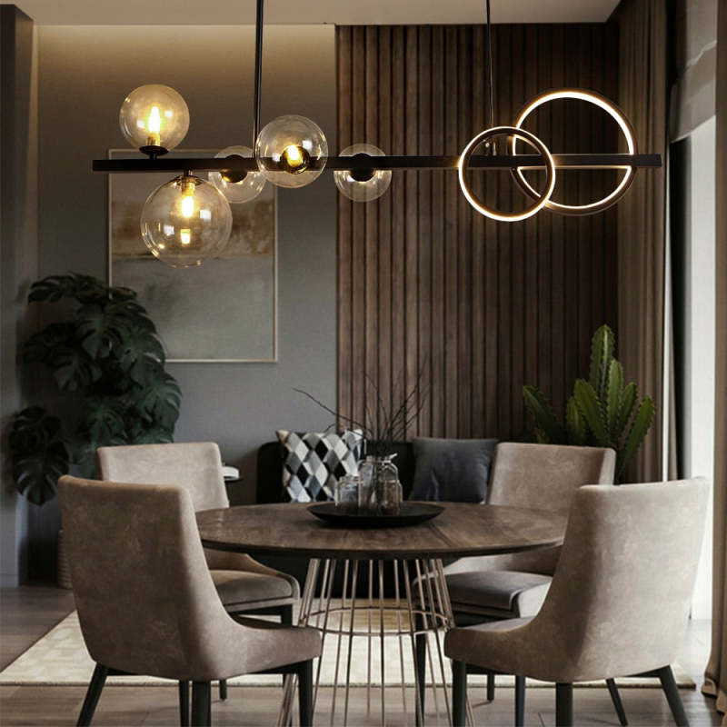 Nisupon Pendant Light Bubble Circle Modern Black/Gold, Bedroom
