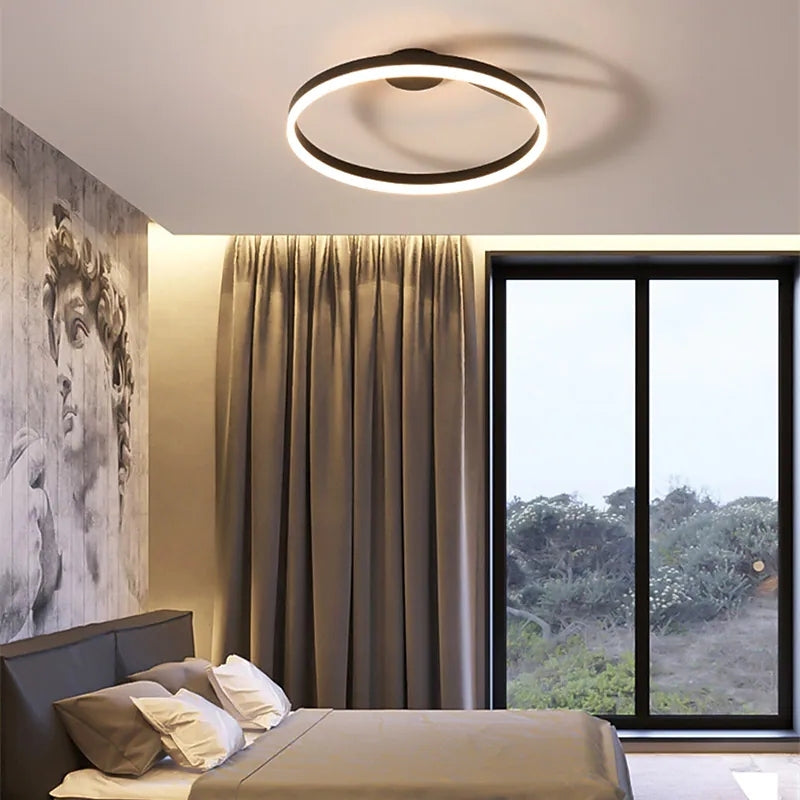 Solinor Modern Circle Flush Mount Ceiling Light, Black & White-Relic Pieces