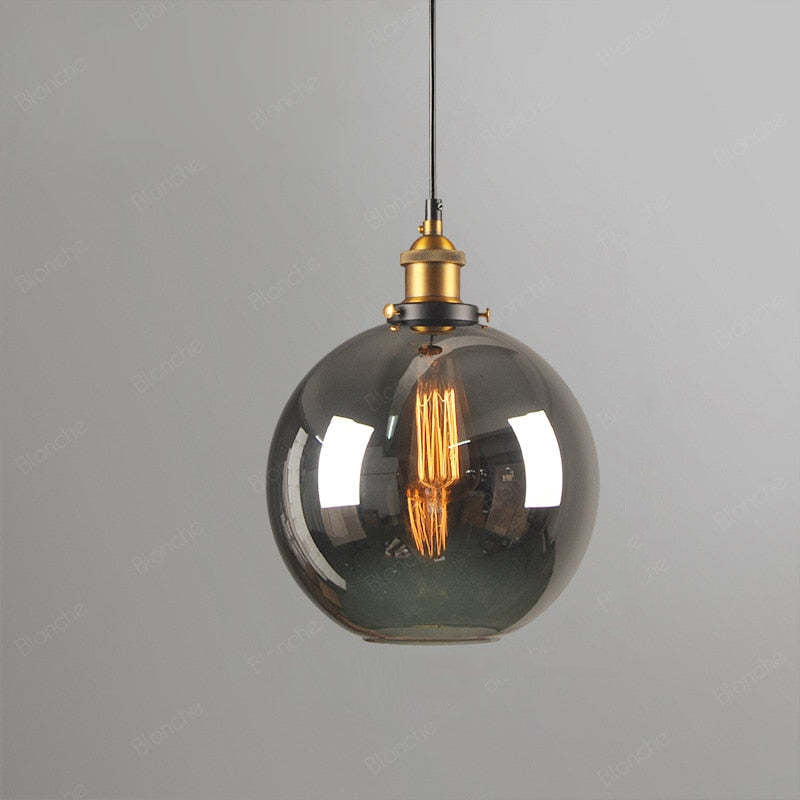 Teni Industrial Glass Pendant Light Clear/Amber/Smoke Grey-Relic Pieces