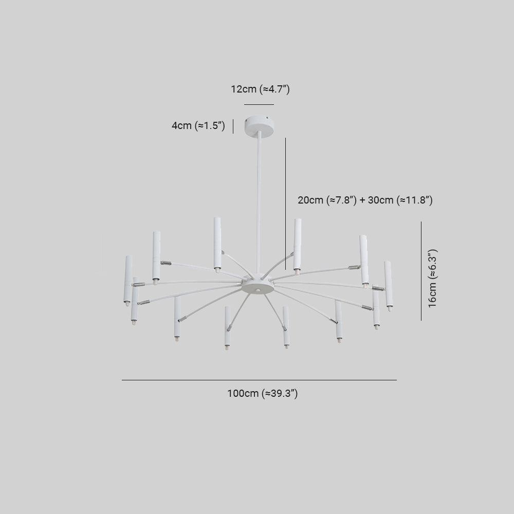Pumapir Modern Blown Linear Metal Multi-heads Chandelier