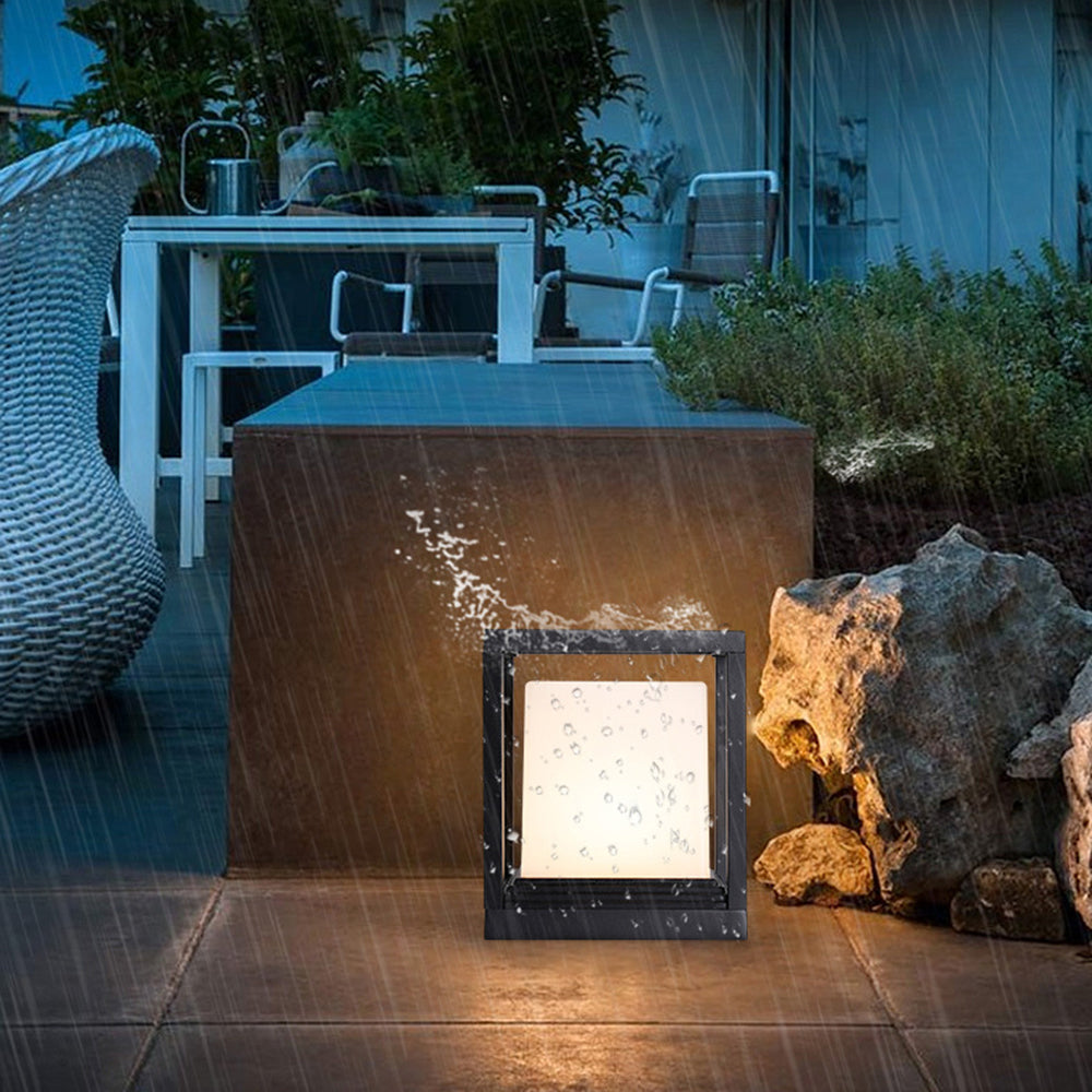 Kelaban Modern Rectangular Metal Outdoor Lamps, Black