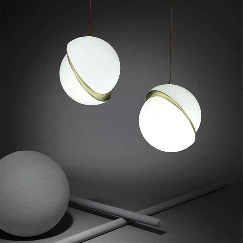 Duteder Simple Pendant Light, Gold & White