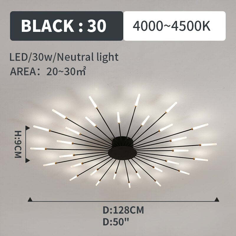 Kovon Flush-Mount Ceiling Light Fireworks, Black/Gold-Relic Pieces