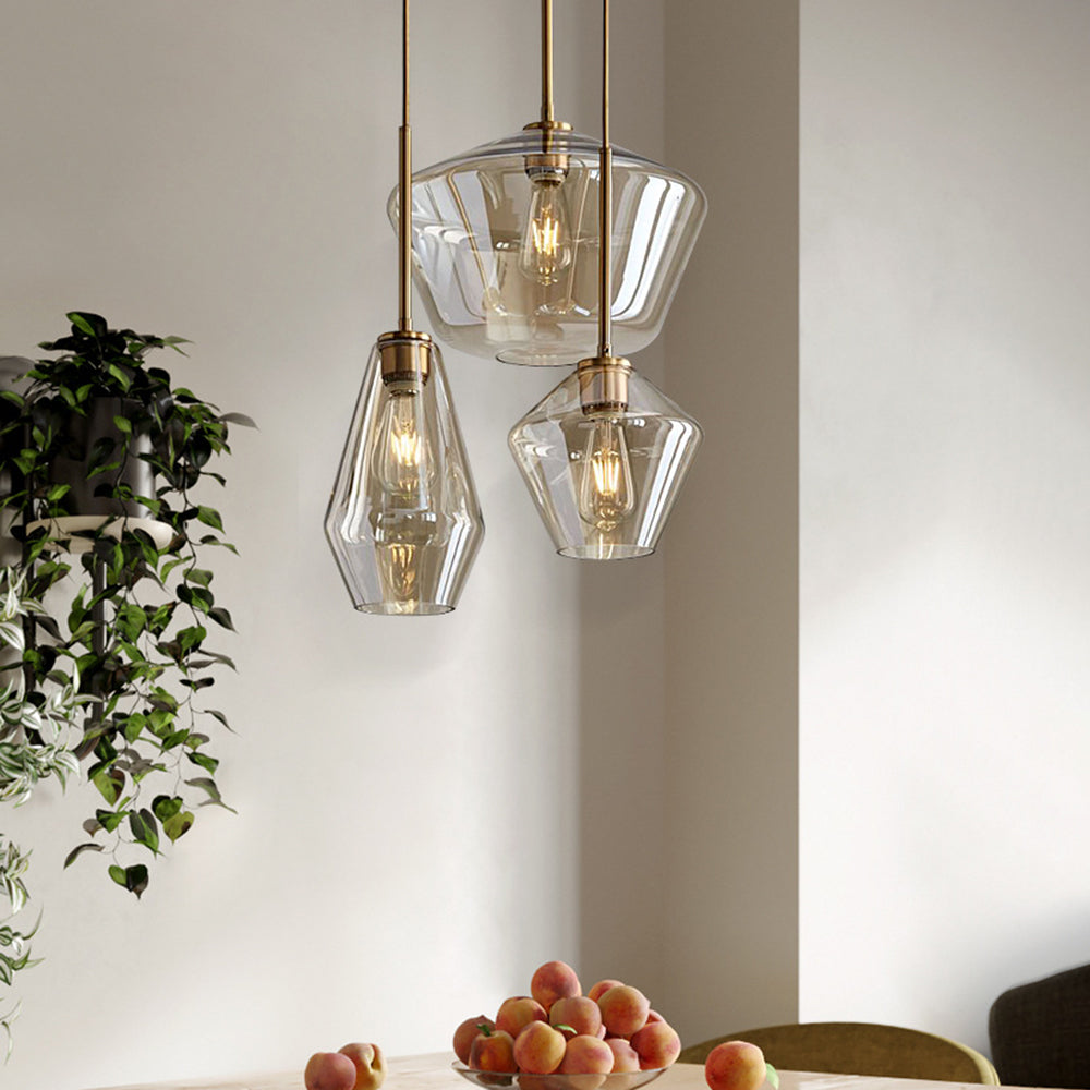 June Pendant Light Glass, Clear/Amber Diamond shape-Relic Pieces