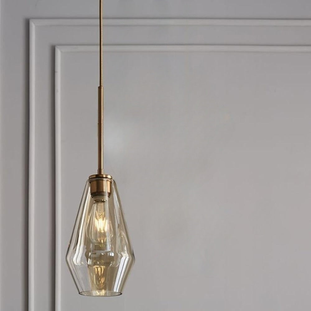 June Pendant Light Glass, Clear/Amber Diamond shape-Relic Pieces