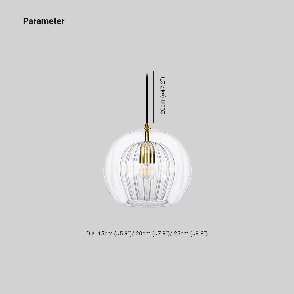 Althio Pendant Light Glass Globe Clear Amber-Relic Pieces