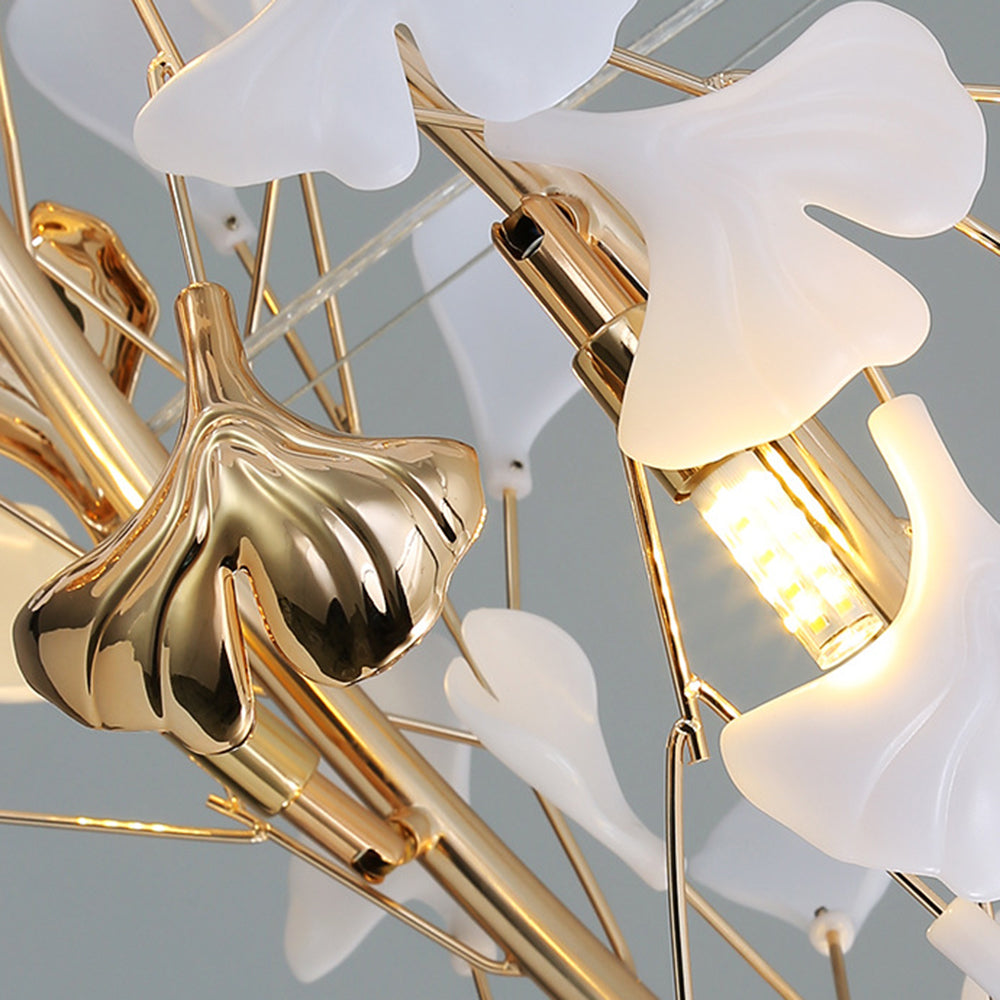Hiserun Modern Art Deco Metal & Ceramic Chandelier, Gold