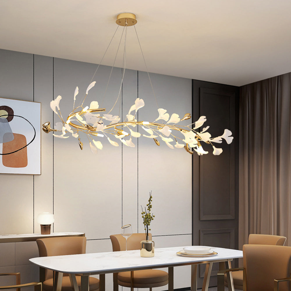 Hiserun Modern Art Deco Metal & Ceramic Chandelier, Gold
