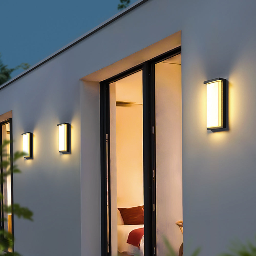 Rotabir Modern Minimalist Rectangular Metal Outdoor Wall Lamp, Black