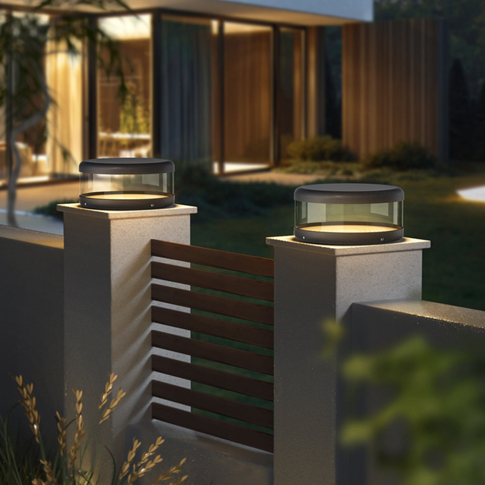 Bipanon Modern Cylinder Metal Solar Lamp Outdoor, Warm Light