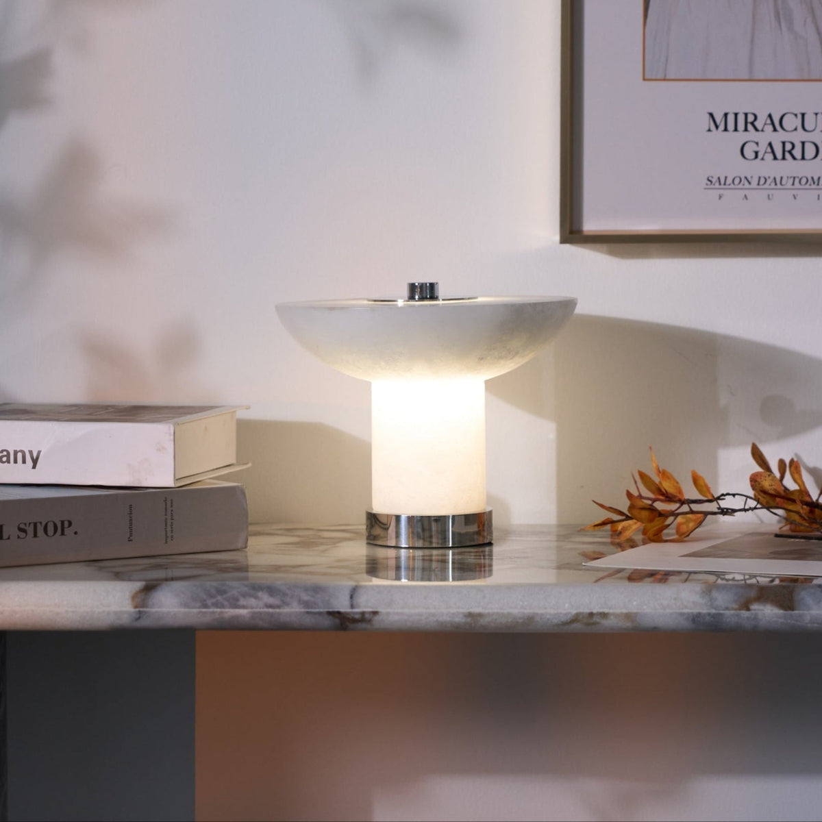 Eurnoran Mushroom Shaped Alabaster Table Lamp