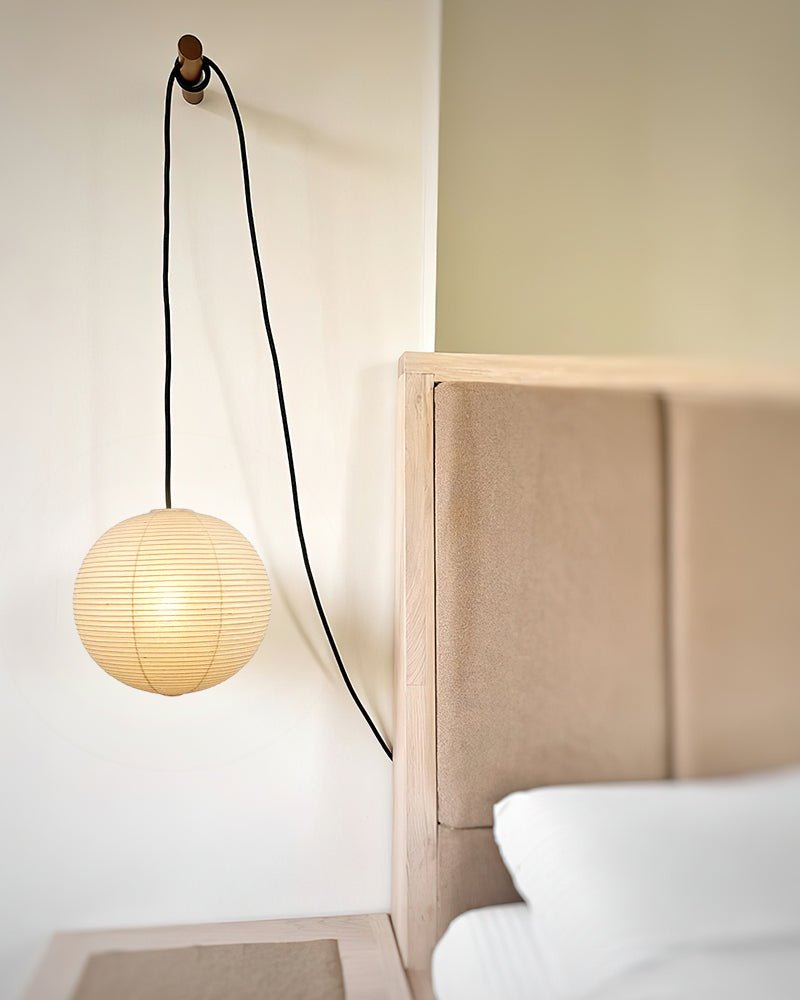 Vaelion Japanese Paper Pendant Swag Light (black plug wire)