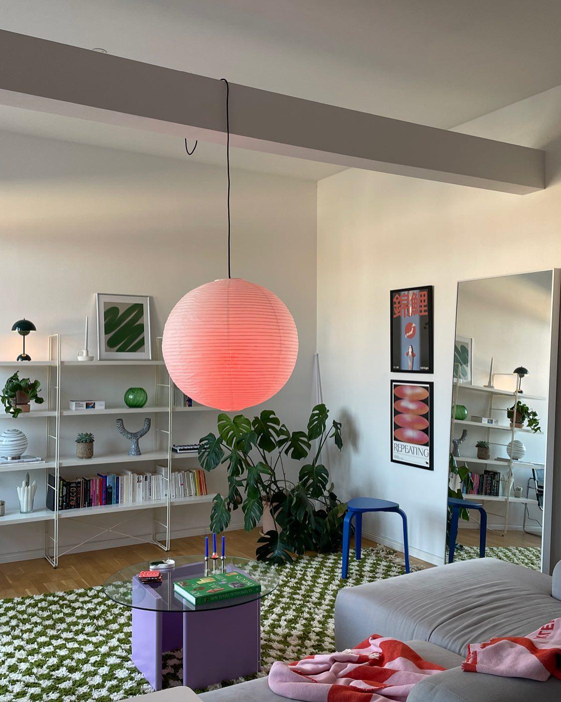 Vaelion Japanese Paper Pendant Swag Light (black plug wire)