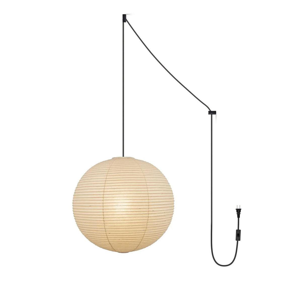 Vaelion Japanese Paper Pendant Swag Light (black plug wire)