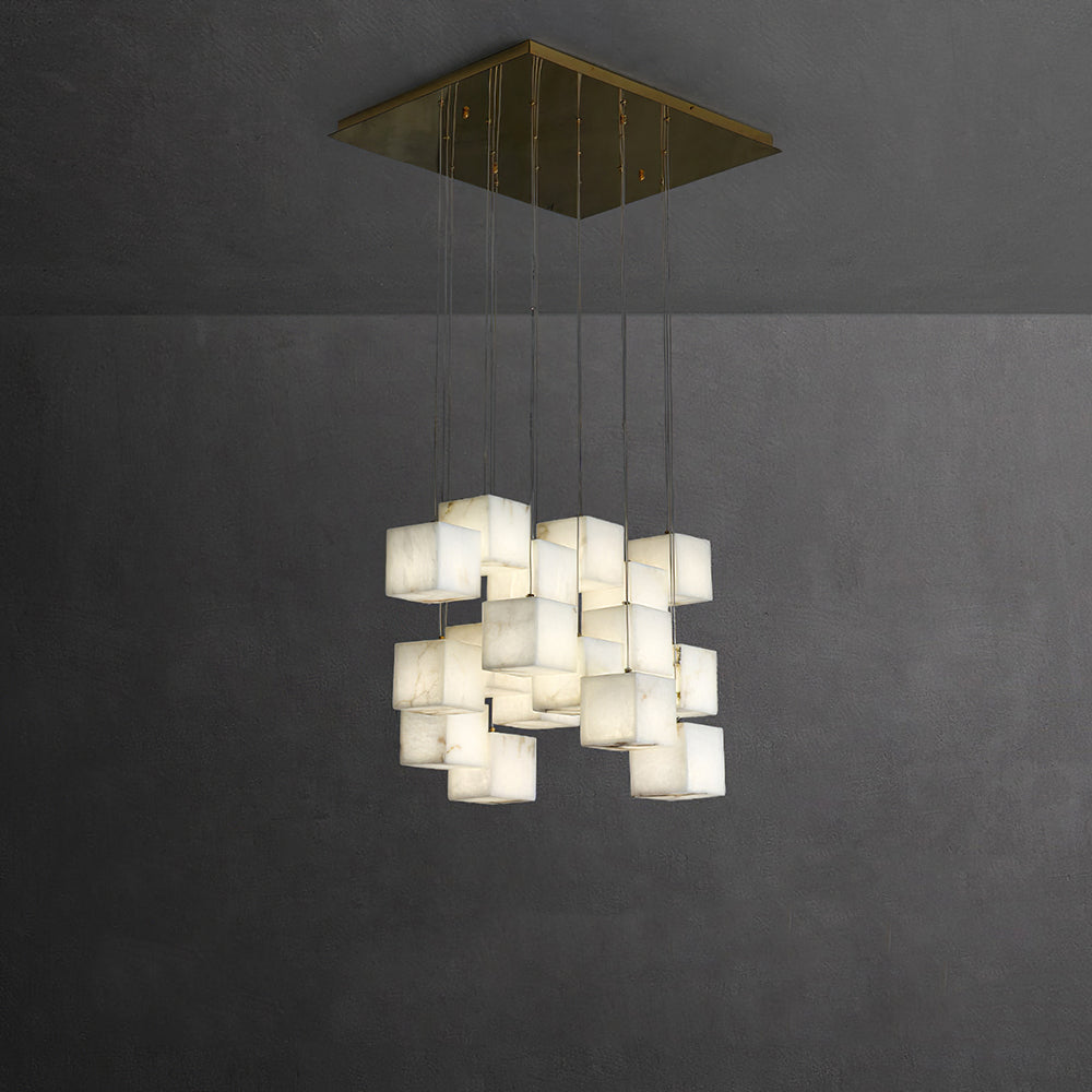 Kamonum Modern LED Hanging Multi Alabaster Box Adjustable Geometric Kitchen Pendant Lighting, White, 8 Styles