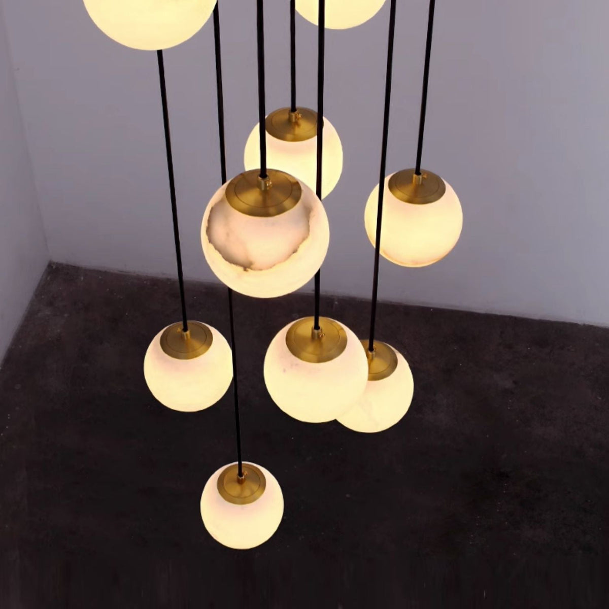 Belen Balls Modern Cluster Alabaster Chandelier