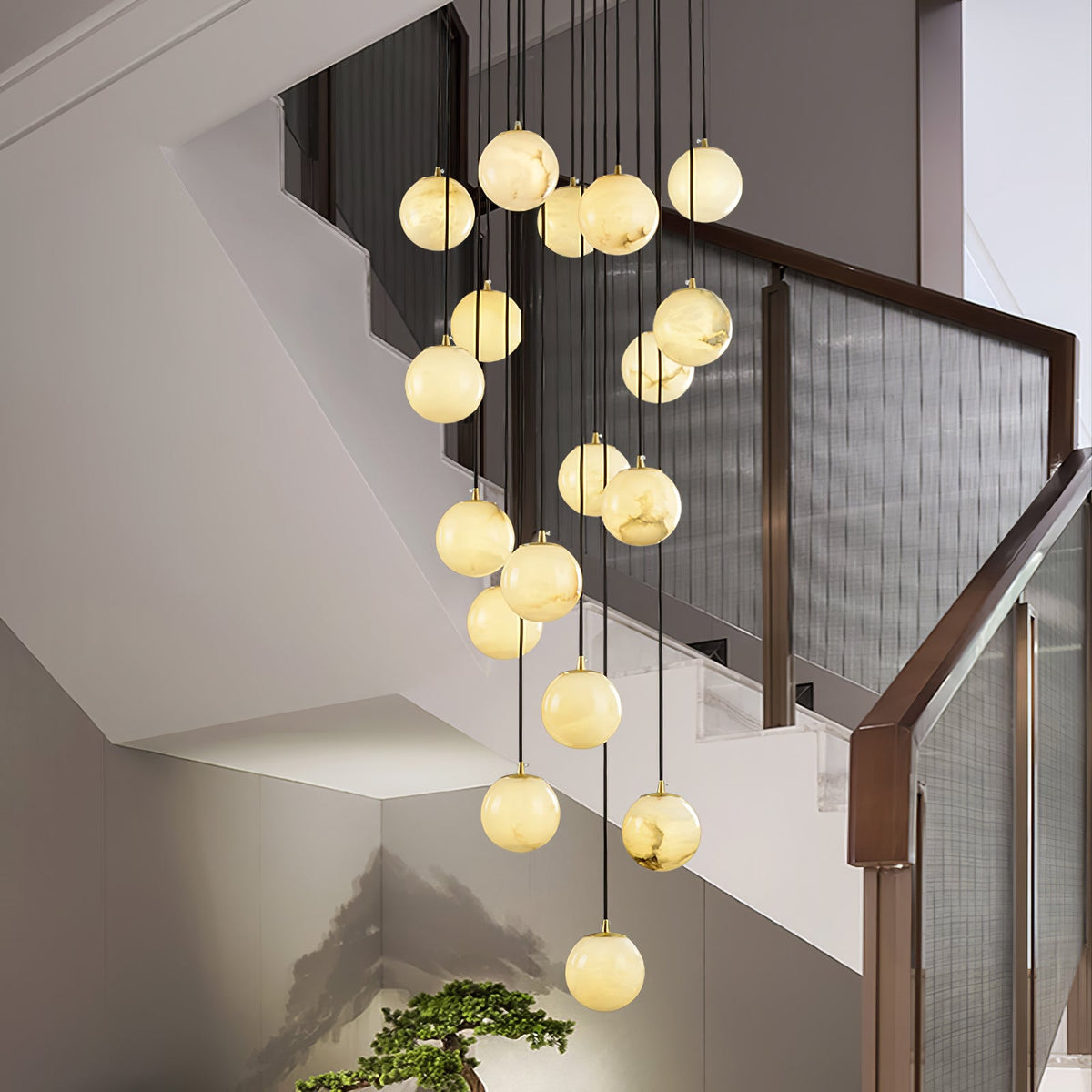 Belen Balls Modern Cluster Alabaster Chandelier