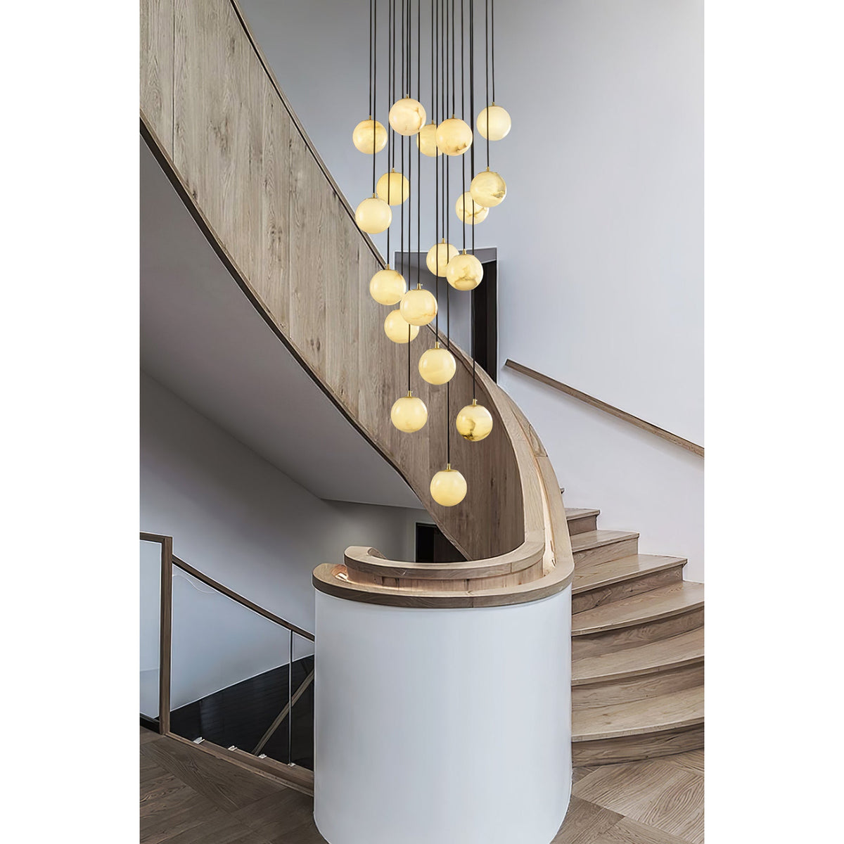 Belen Balls Modern Cluster Alabaster Chandelier