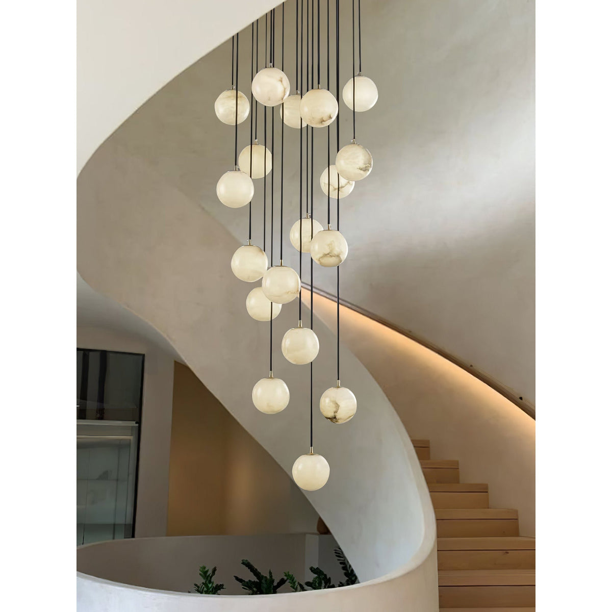 Belen Balls Modern Cluster Alabaster Chandelier