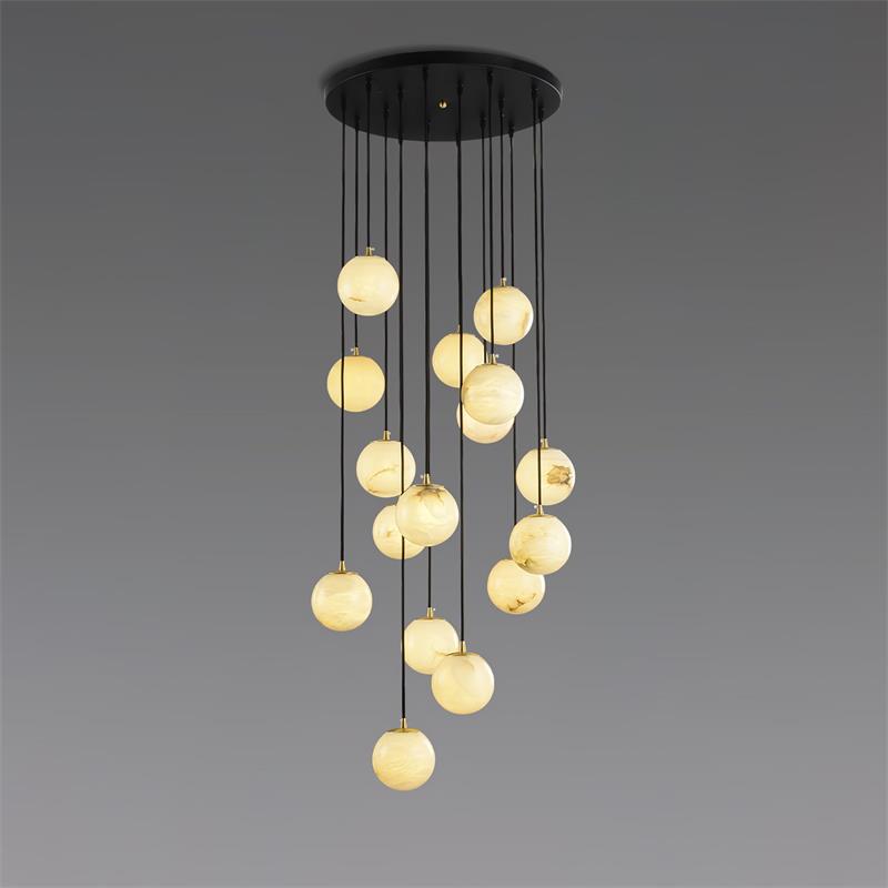 Belen Balls Modern Cluster Alabaster Chandelier