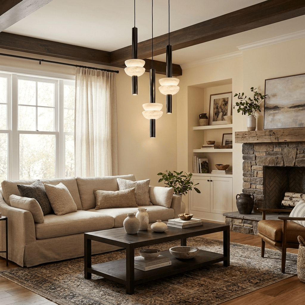 Alarion Alabaster Column Pendant Lamp