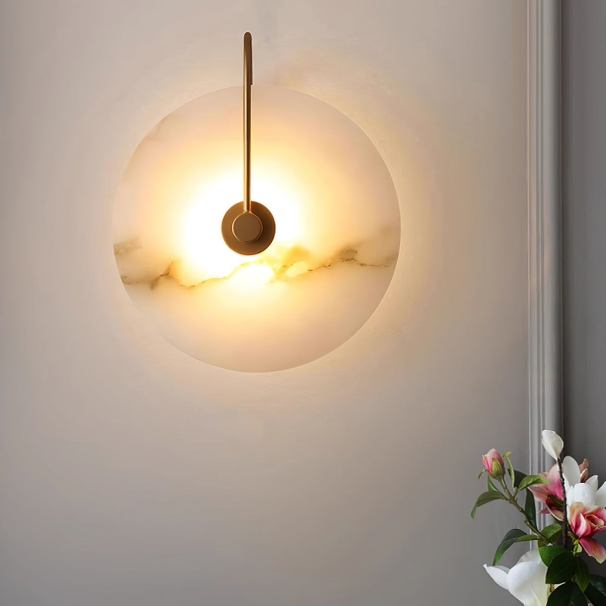 Kristy Alabaster LED Wall Lamp Round Iconic Circular-Relic Pieces