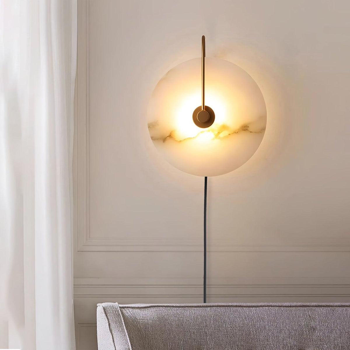 Albeaine Alabaster Globe Plug Wall Lamp
