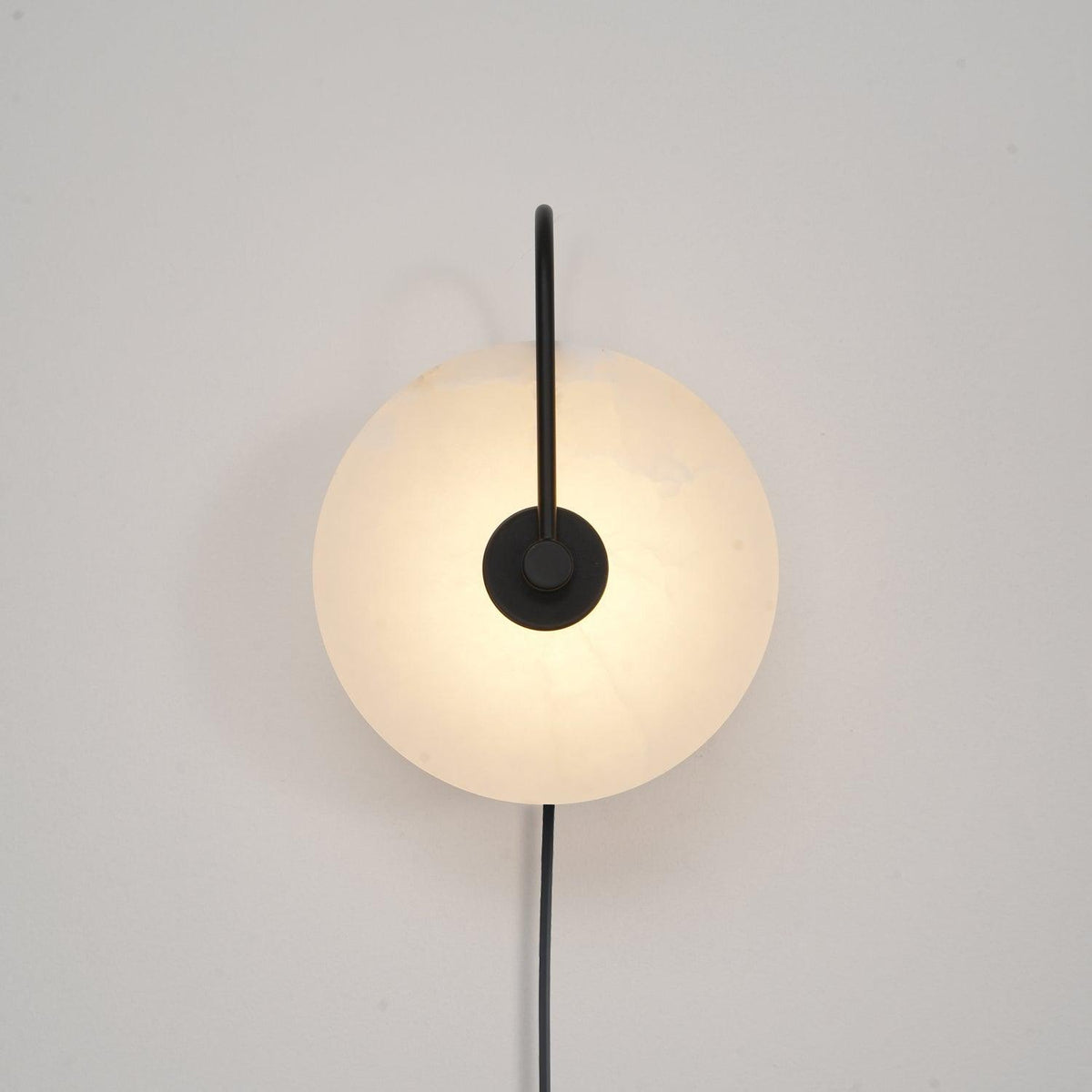 Albeaine Alabaster Globe Plug Wall Lamp