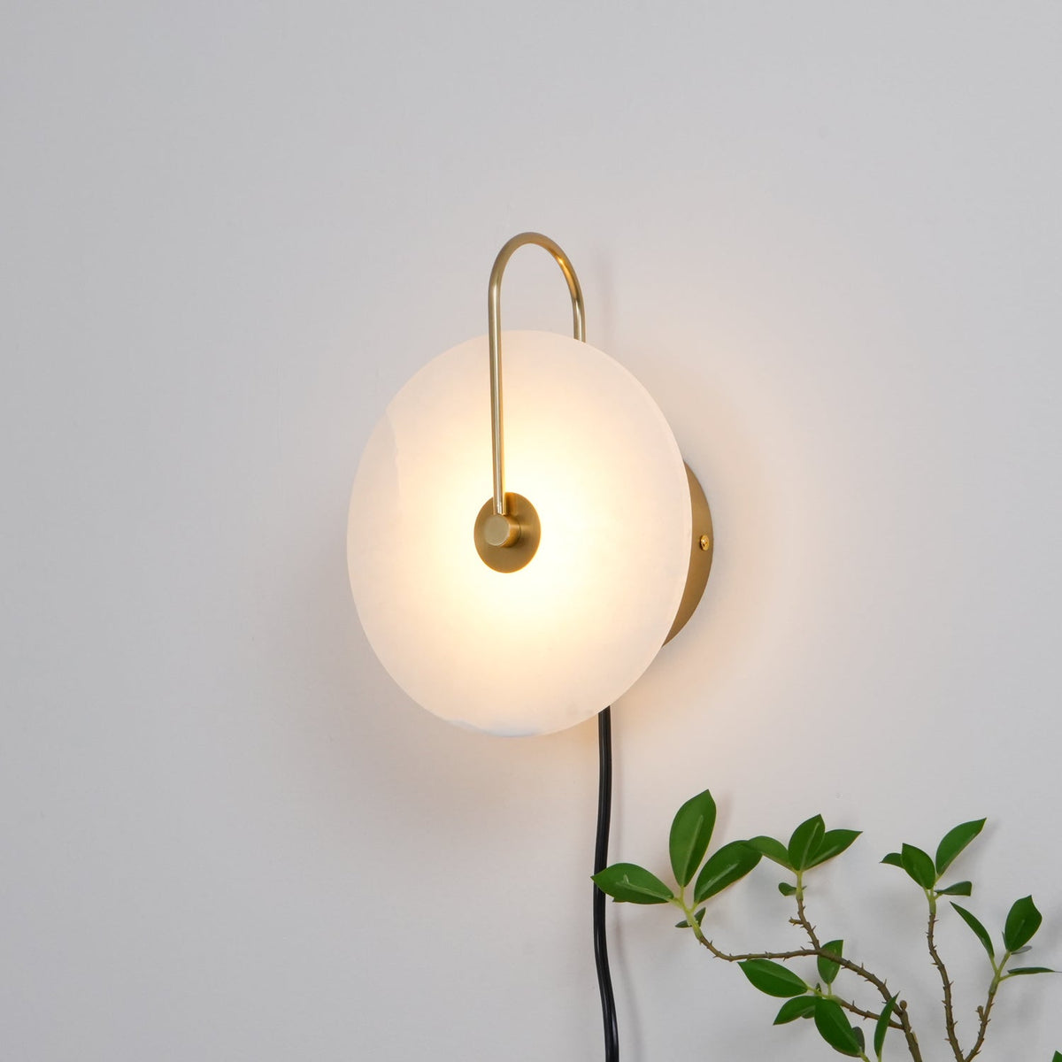 Albeaine Alabaster Globe Plug Wall Lamp