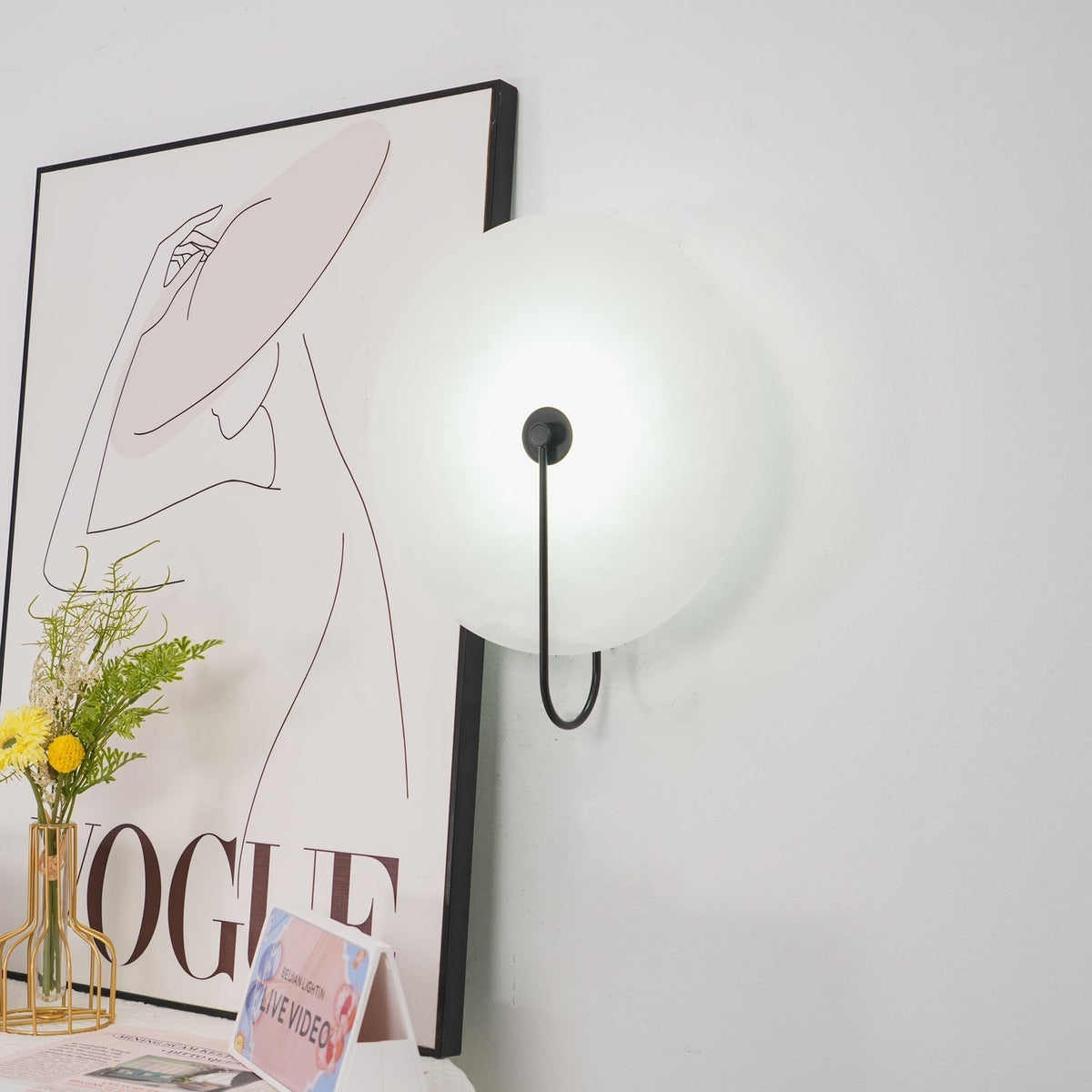 Albeaine Alabaster Globe Plug Wall Lamp
